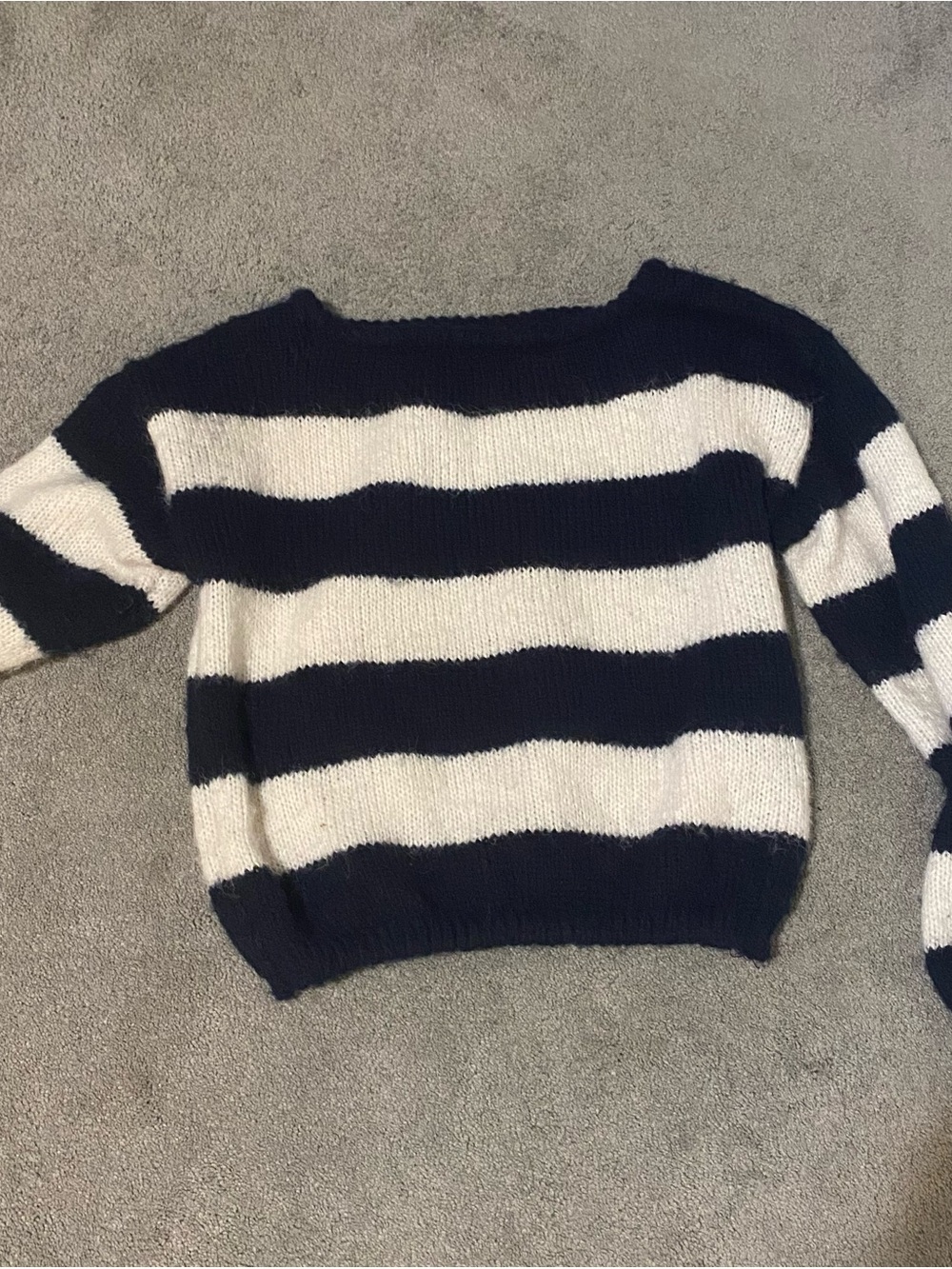 Garage Black and White Striped Off-the-Shoulder Sweater